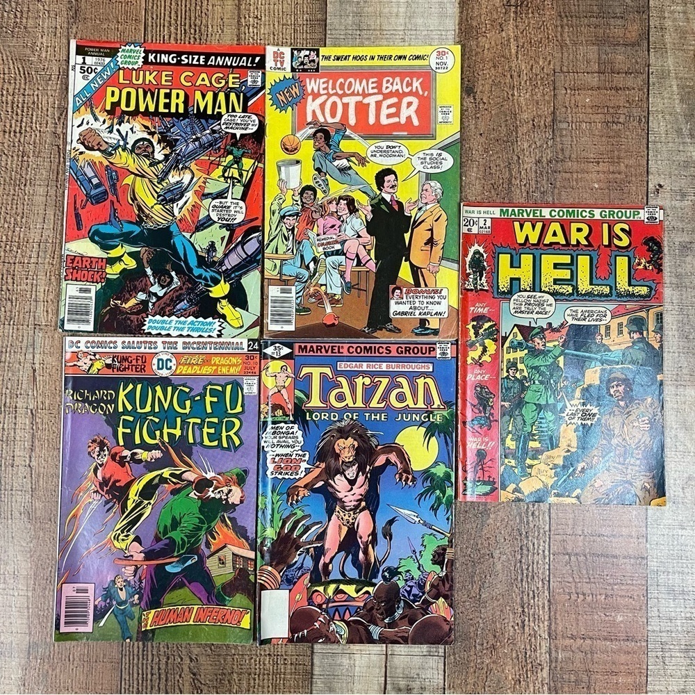 Vintage 70's Marvel Comic Group DC Luke Cage Kotter Tarzan Richard Dragon